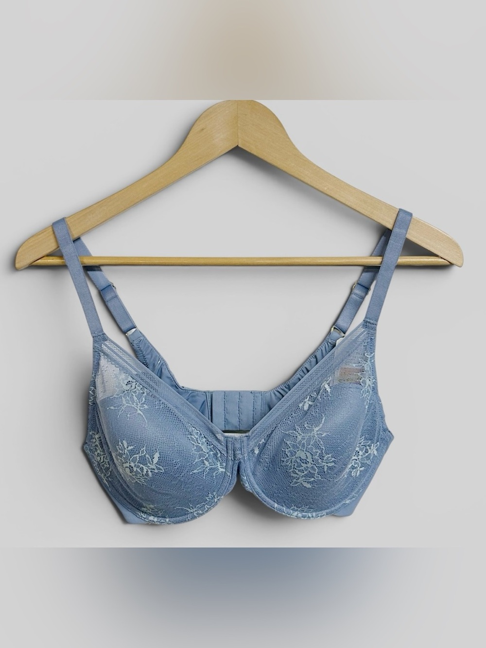 Natori Love Lace Underwire Bra 34DD Light Blue Floral Lace Lingerie